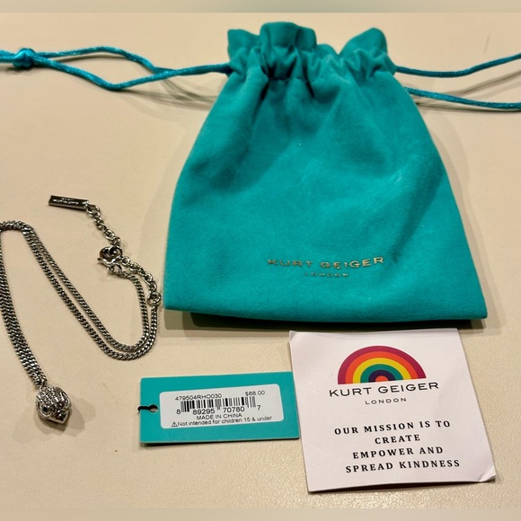 🩵Low Start🩵 Kurt Geiger 18” Silver Chain with Eagle Pendant and Dust Bag NWT - Picture 5 of 6